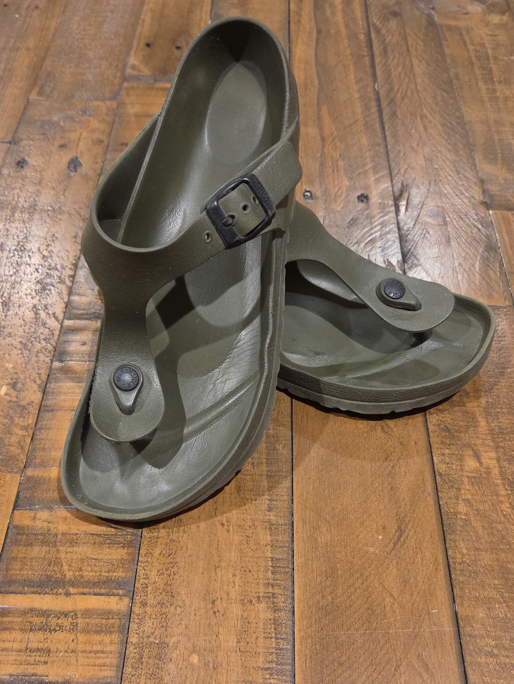 Birkenstock Olive Green Buckle Toe-Post Sandals